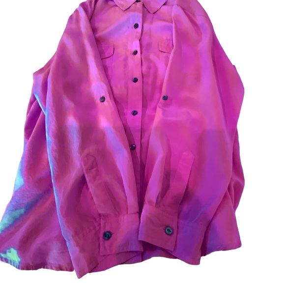 Sag Habor Hot Pink Button Down Shirt Long Sleeves Buttons To Roll Them Up XL - Picture 5 of 7